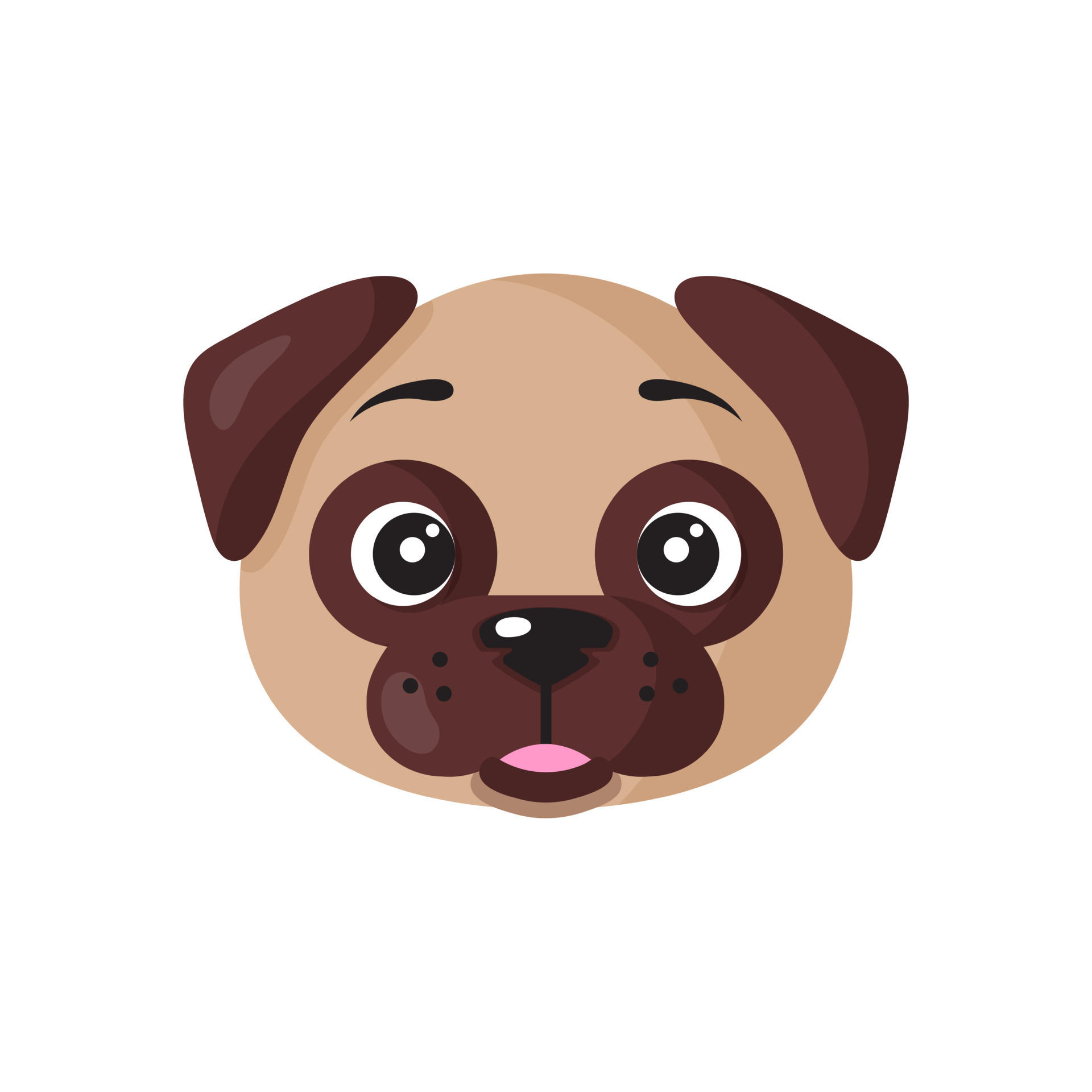 Vector cartoon dog face of Pug breed. 4372086 Vector Art at Vecteezy Vector cartoon dog face of Pug breed. 4372086 Vector Art at Vecteezy