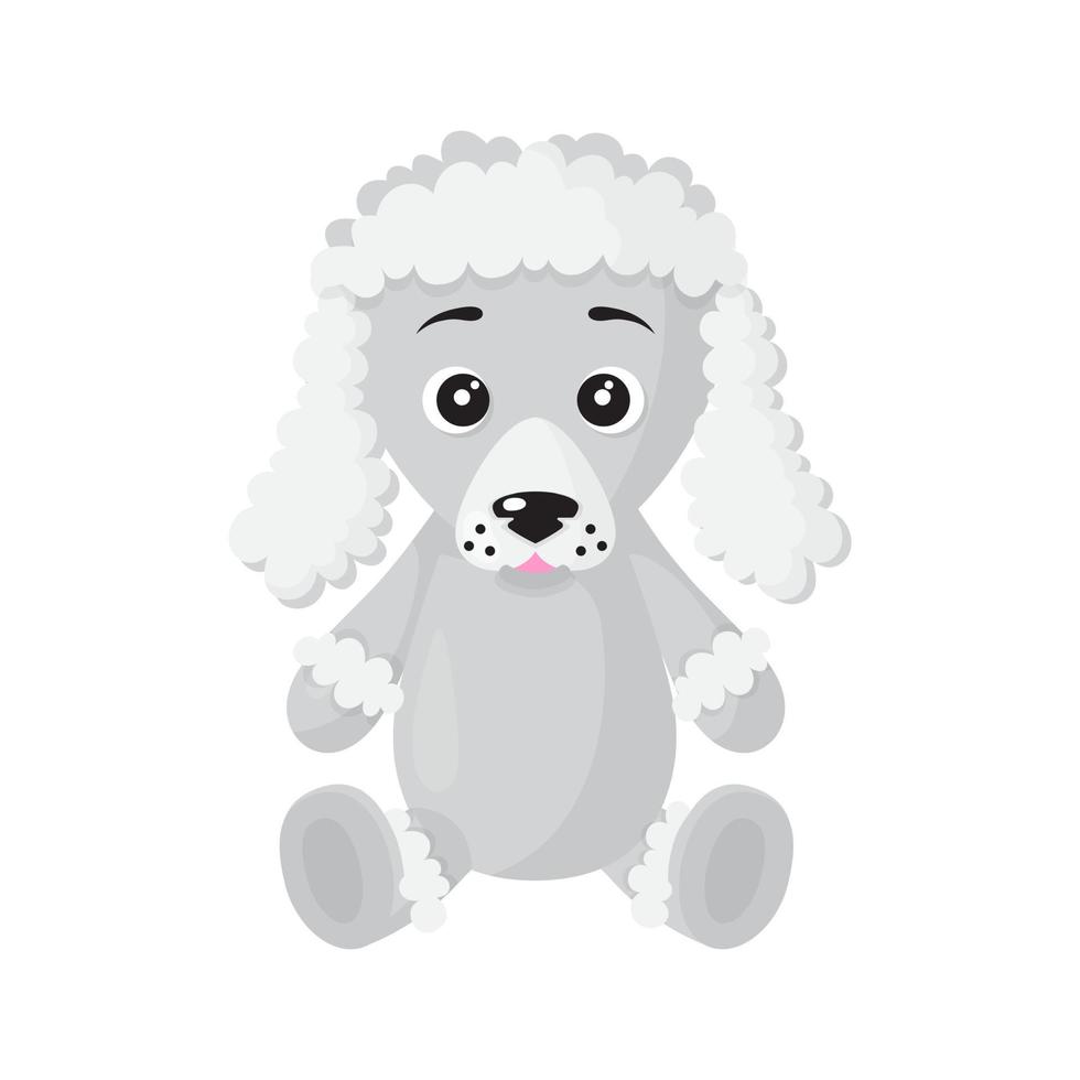 Vector de dibujos animados sentado perro de raza caniche.