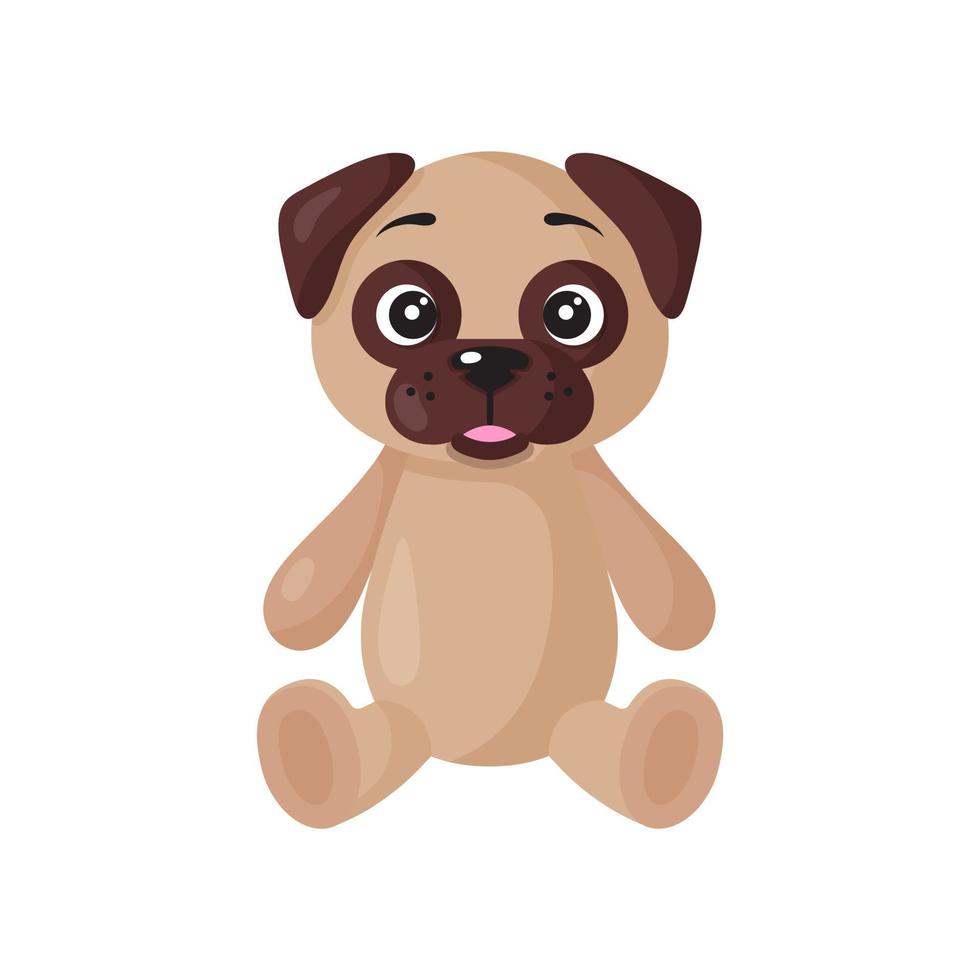 Vector cartoon sitting dog of Pug breed.