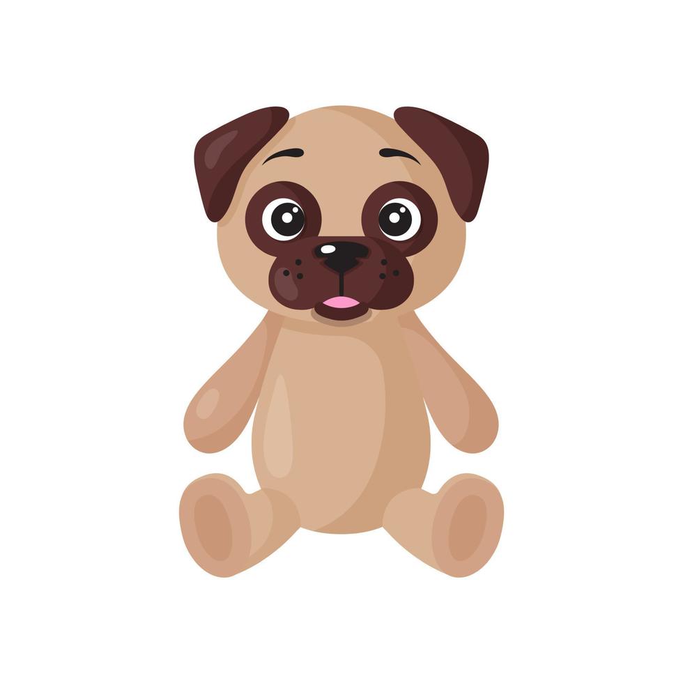 Vector de dibujos animados perro sentado de raza pug.