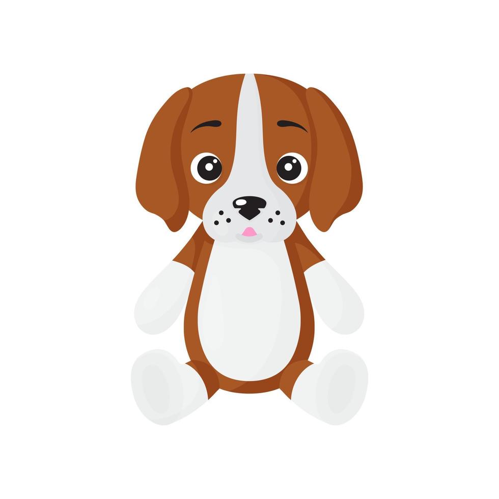 Vector cartoon sitting dog of Beagle breed.