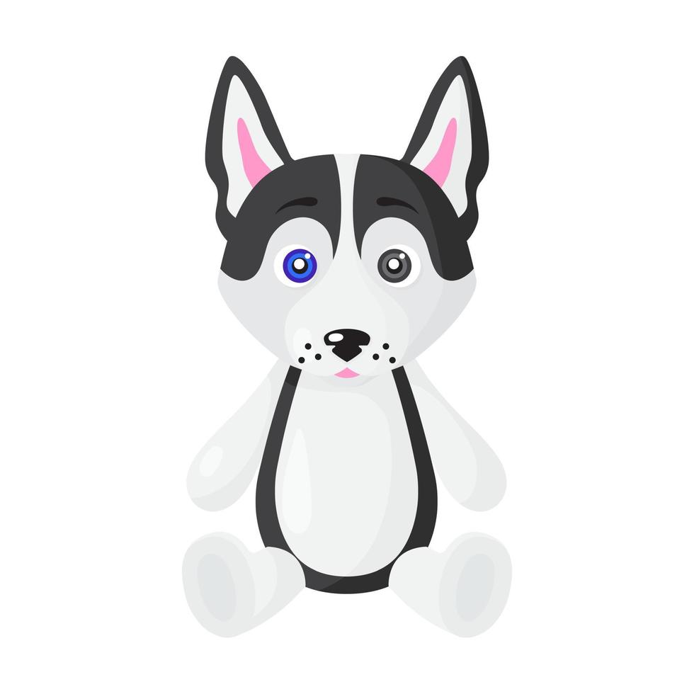 Vector de dibujos animados sentado perro de raza husky siberiano.