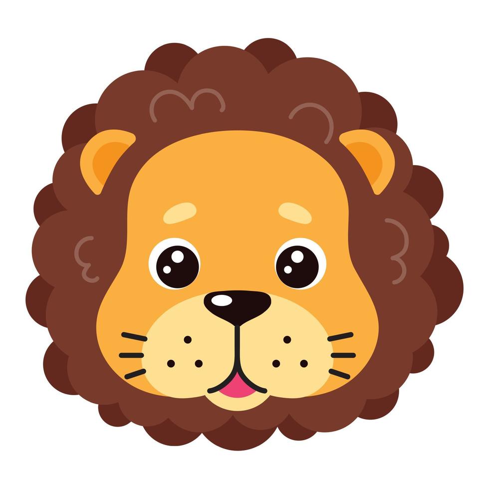 Cute little lion cub face. Wildlife Animal king. vector