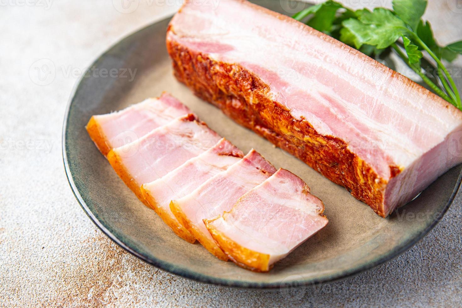 bacon slice smoked lard pork fat meal photo