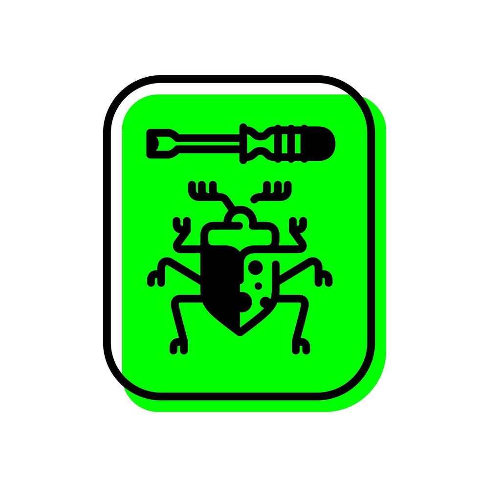 Beetle icon with a screwdriver. Vector. Repair of computer equipment. Virus protection. vector