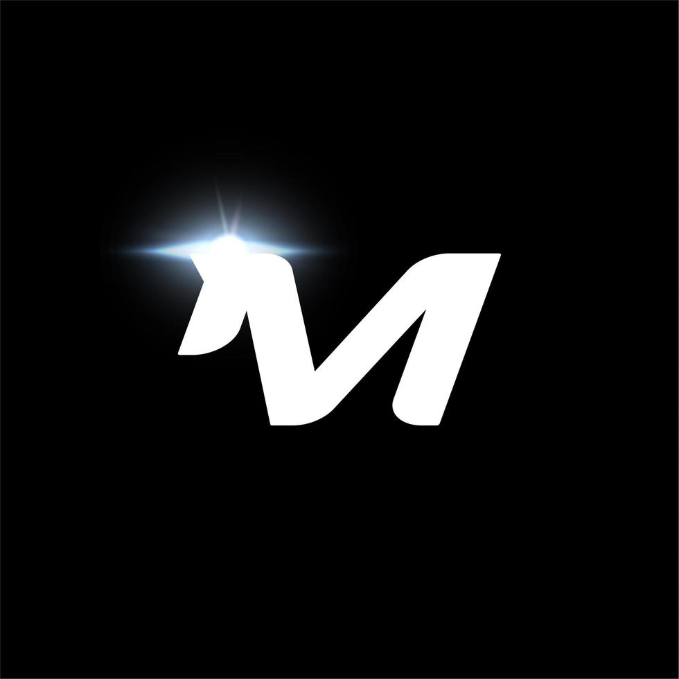 Logotipo de la letra m, letra cursiva y negrita para automoción, carrera de velocidad, diseño de etiqueta deportiva y monograma dinámico. vector diseño de logotipo futurista y espacial
