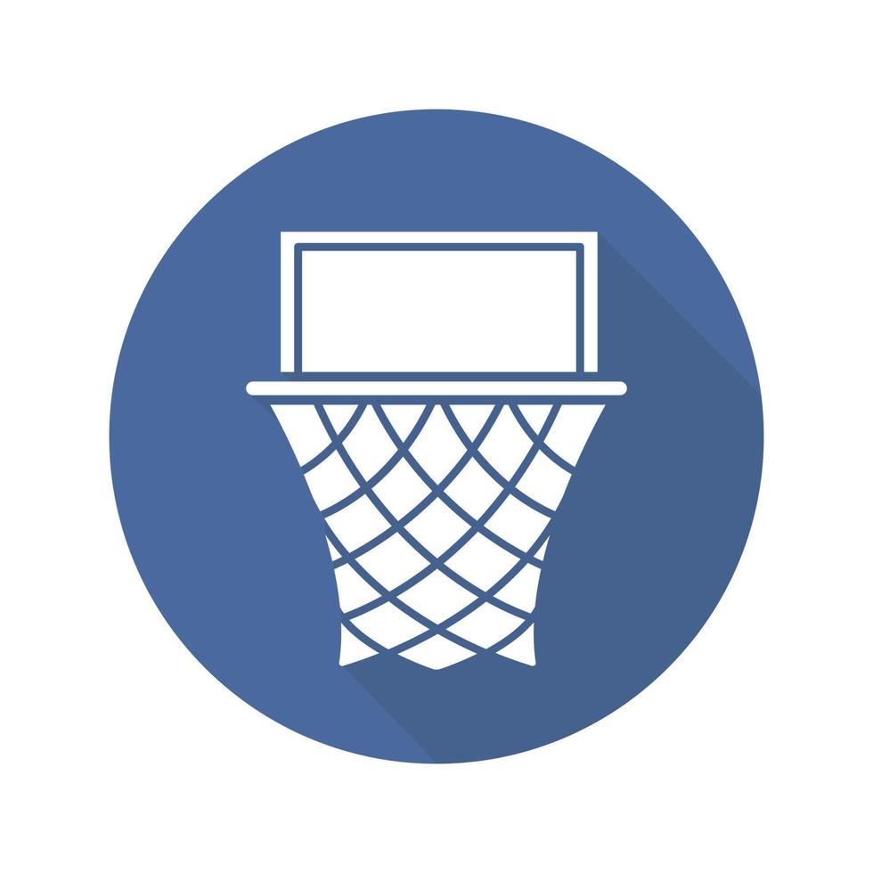 Basketball hoop flat design long shadow icon. Vector silhouette symbol