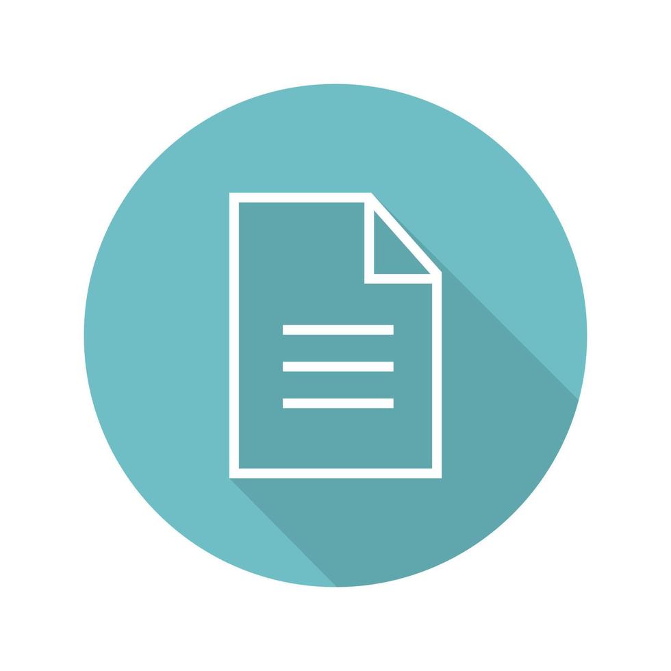 New document flat linear long shadow icon. File. Vector line symbol