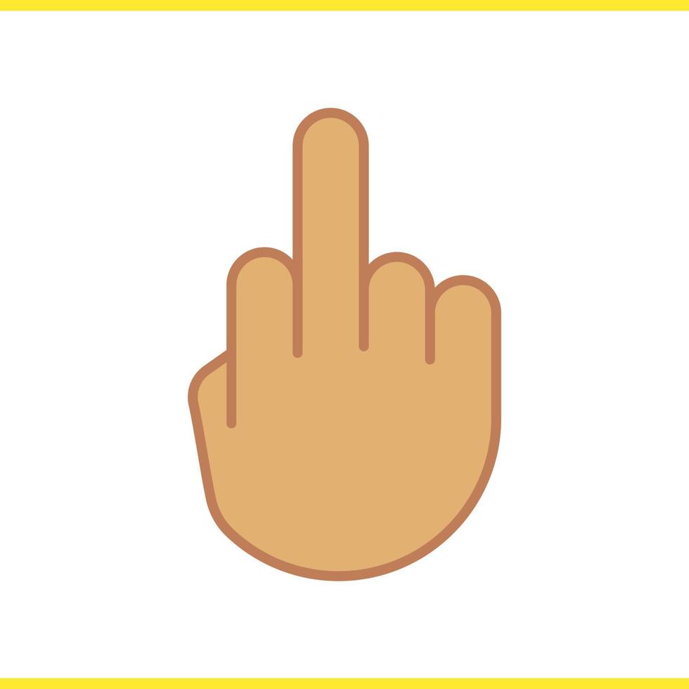 Middle finger up color icon. Flipping hand gesture. Isolated vector illustration