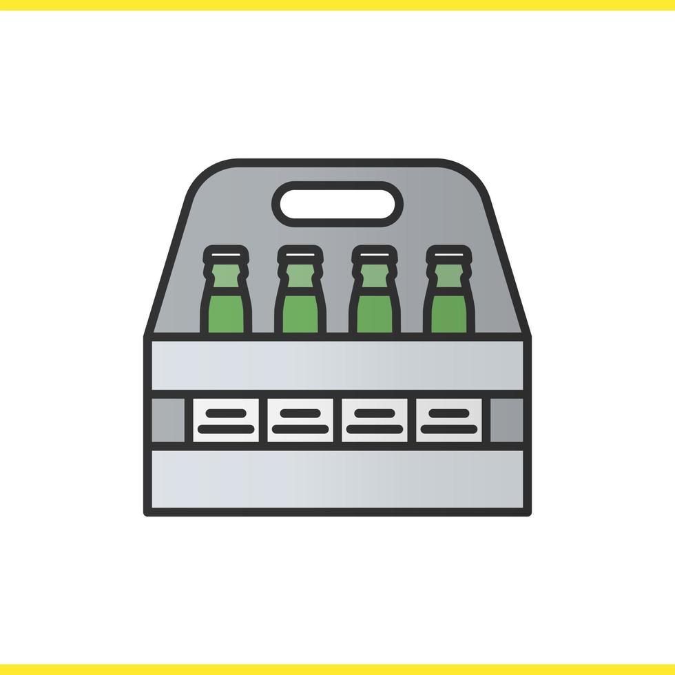 Beer bottles box color icon. Isolated vector illustration