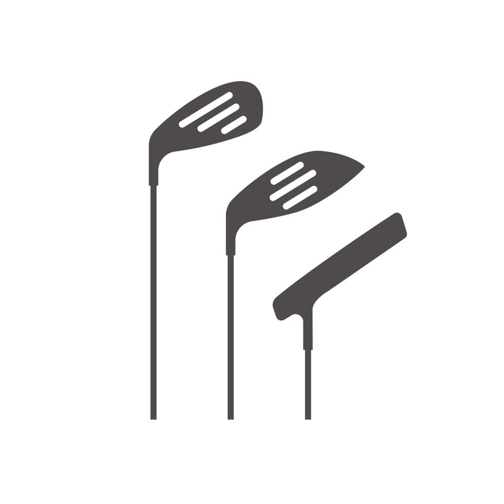 Golf clubs icon. Silhouette symbol. Negative space. Vector isolated illustration