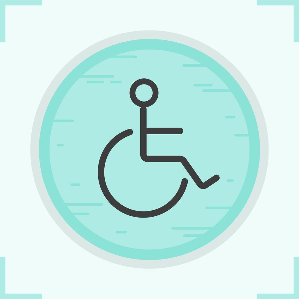 icono de color de silla de ruedas. letrero de puerta de wc inválido. discapacitado. ilustraciones vectoriales aisladas vector