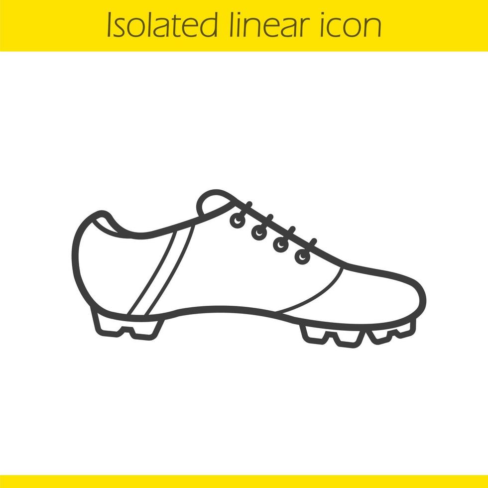 icono lineal de bota de fútbol. Ilustración de línea fina. símbolo del contorno del zapato del jugador de fútbol. dibujo de contorno aislado vectorial vector