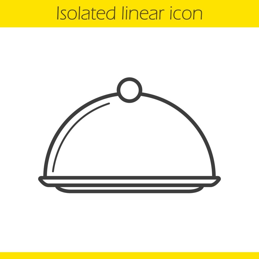 Covered dish linear icon. Thin line illustration. Restaurant food serving dish platter with lid. Contour symbol. Vector isolated outline drawing