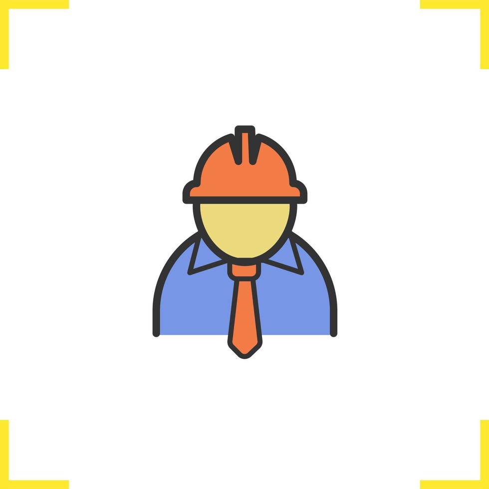 Engineer color icon. Factory chief. Architect. Isolated vector illustration