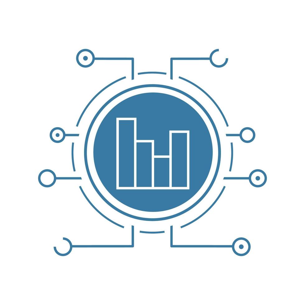 gráficos digitales plana lineal larga sombra icono. análisis. Estadísticas. símbolo de línea vectorial vector