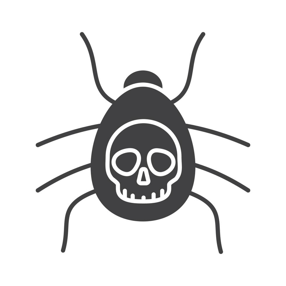 Poisonous spider icon. Danger bug silhouette symbol. Computer virus. Negative space. Vector isolated illustration