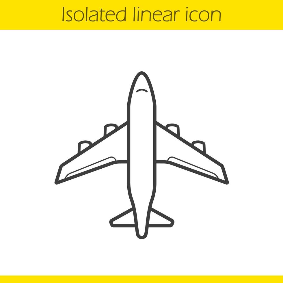 Plane linear icon. Thin line illustration. Airplane flight contour symbol. Vector isolated outline drawing