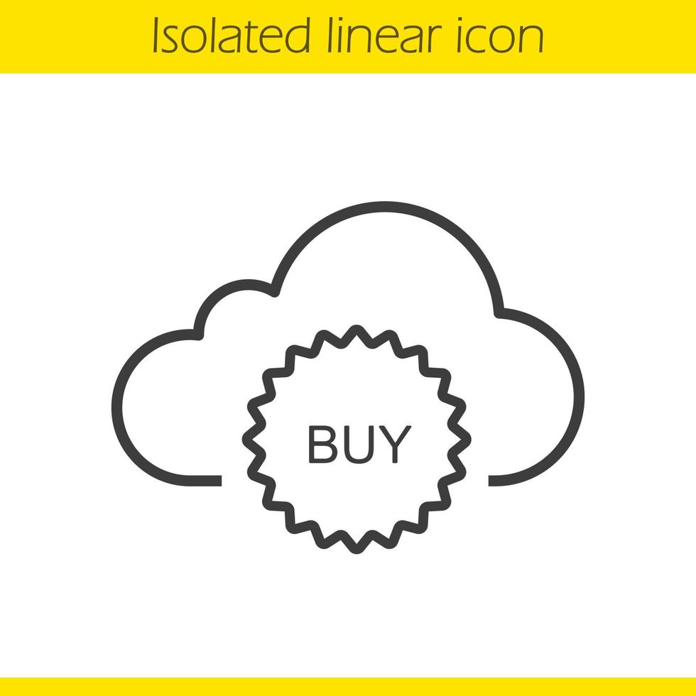 Buy cloud storage linear icon. Thin line illustration. Web storage purchase. Cloud computing contour symbol. Vector isolated outline drawing