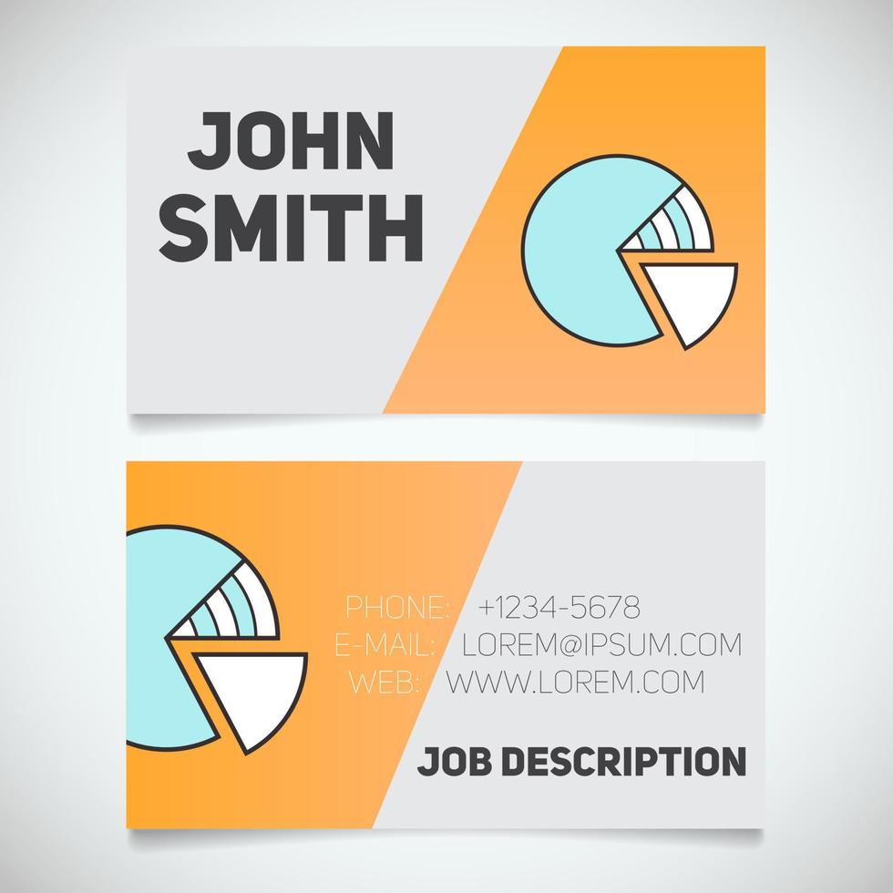 Business card print template with diagram logo. Easy edit. Marketer. Financial analyst. Stationery design concept. Vector illustration