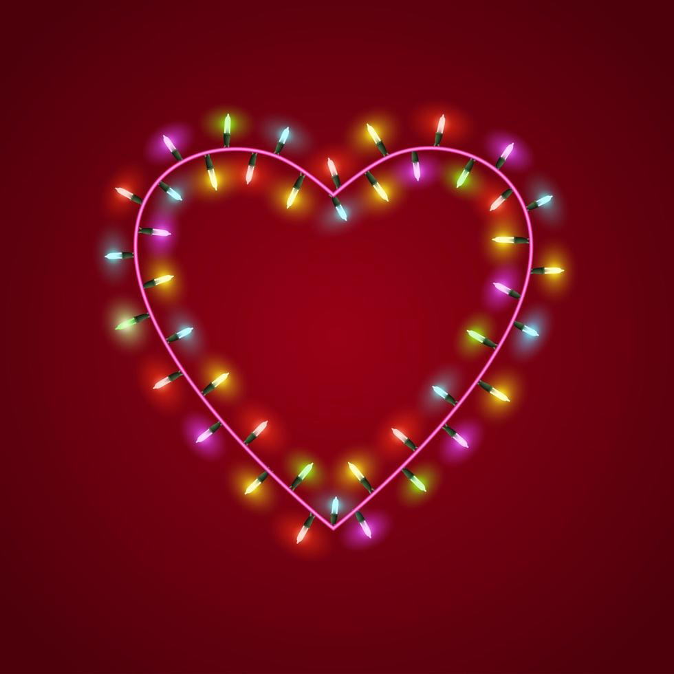 Heart shaped garland lights vector