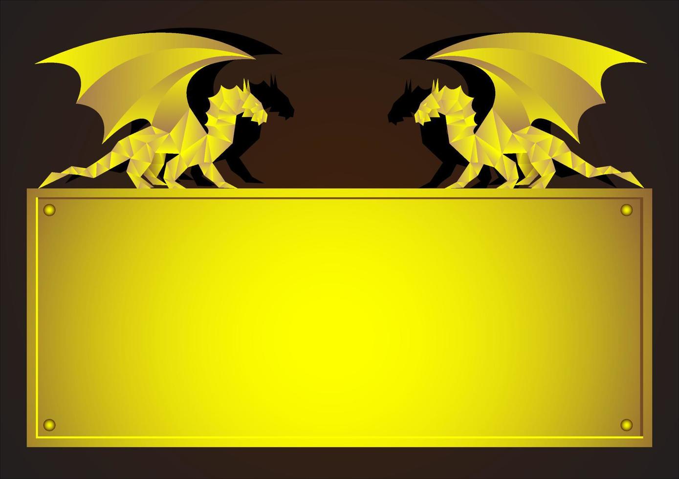 Gold frame with Dragon vector