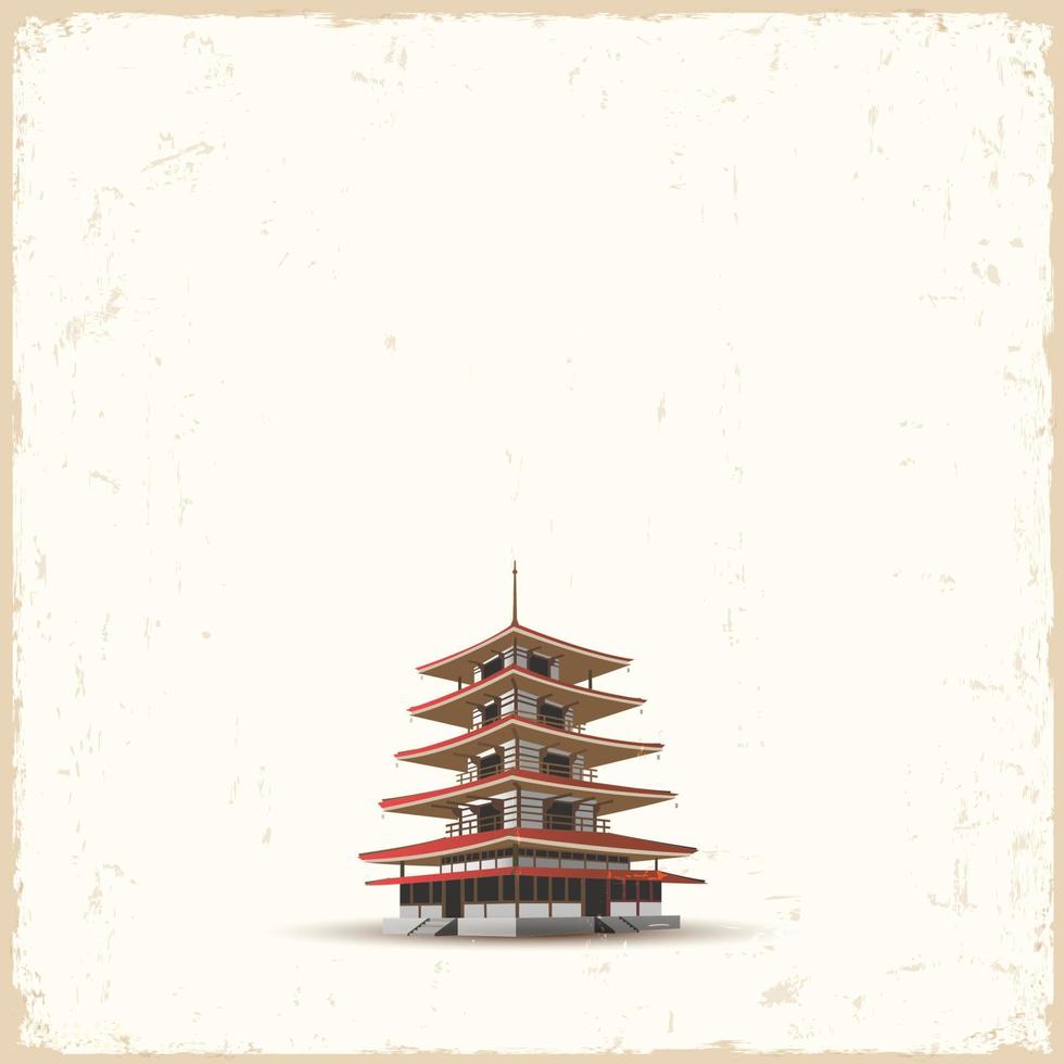 Japanese pagoda on grunge background vector