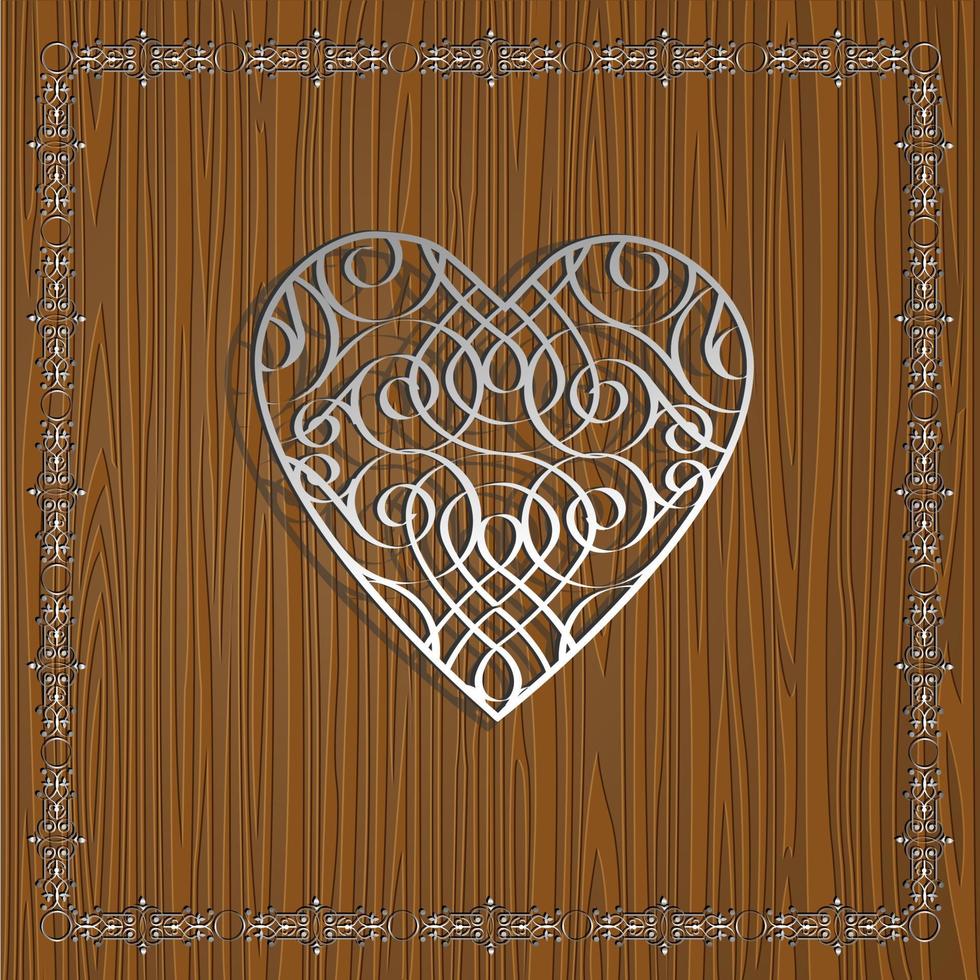 Metallic Heart with frame vector