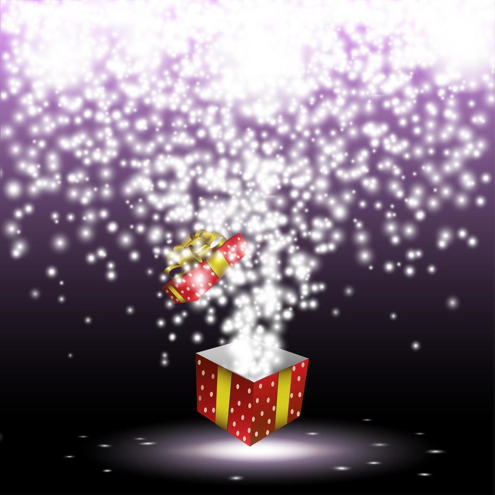 Red gift box with fireworks vector