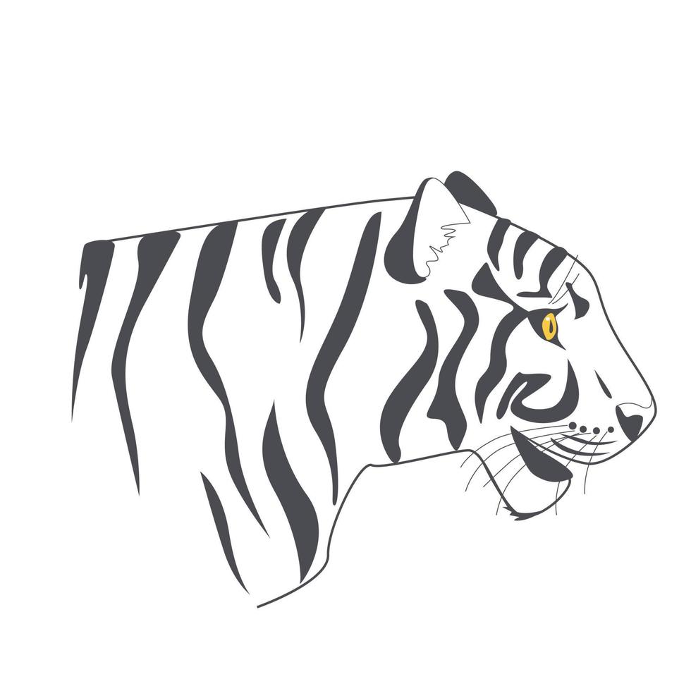 Tiger head side view in stencil style vector