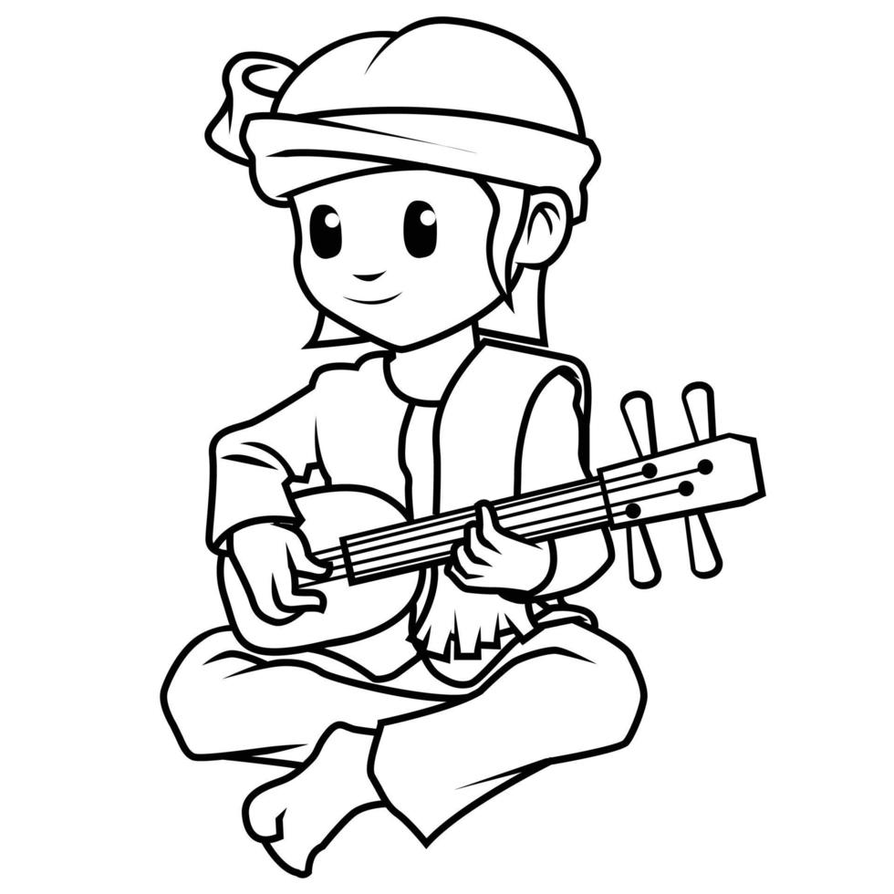 Musician cartoon coloring page vector