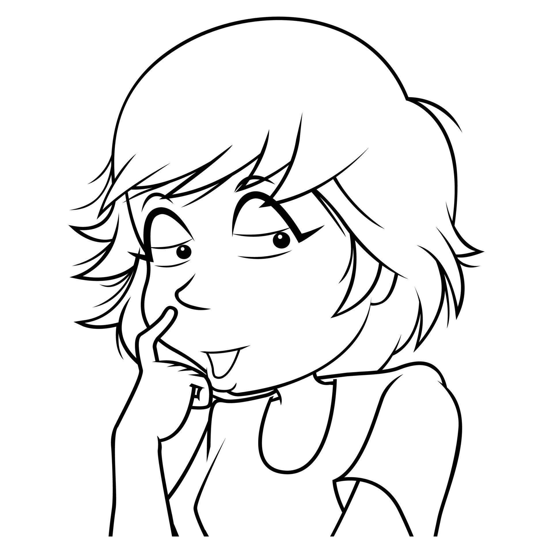 Girl Cartoon Character Coloring Page For Kid Vector Art At Vecteezy