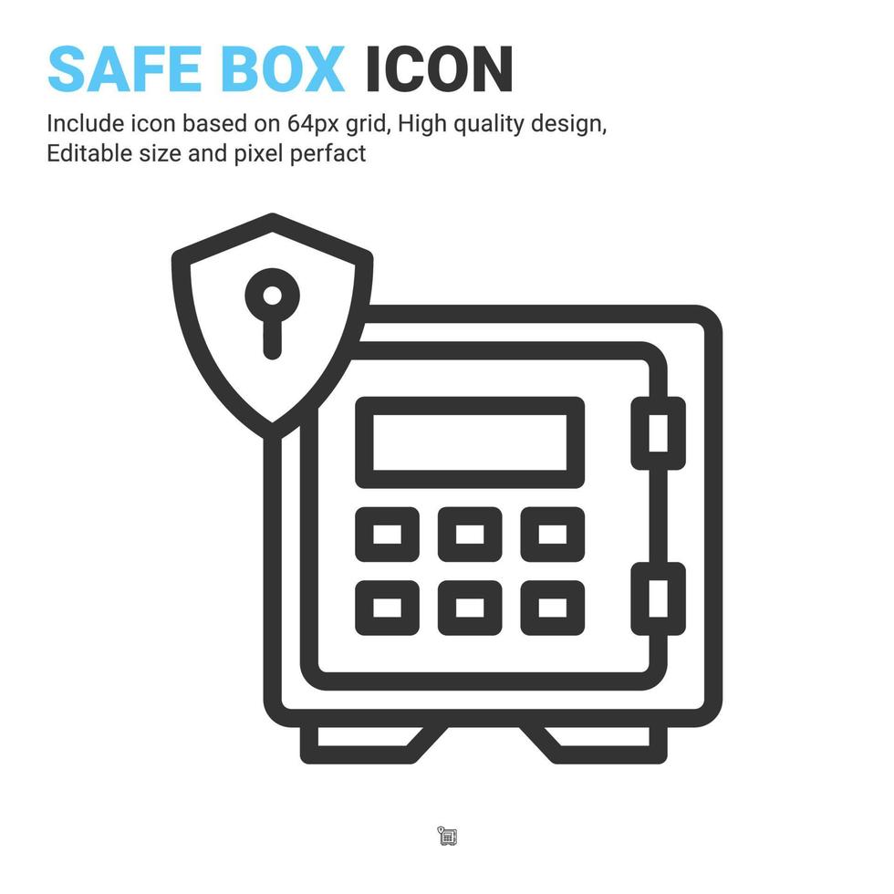 vector de icono de caja fuerte con estilo de contorno aislado sobre fondo blanco. ilustración vectorial concepto de icono de símbolo de signo de caja de seguridad para negocios digitales, finanzas, industria, empresa, aplicaciones y proyectos