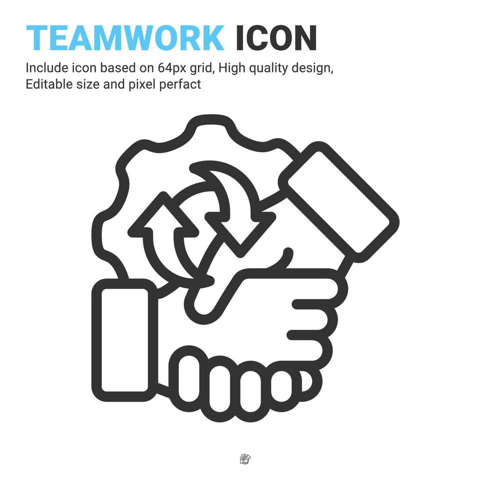 Teamwork icon vector with outline style isolated on white background. Vector illustration collaboration sign symbol icon concept for business, finance, industry, company, apps, web and project