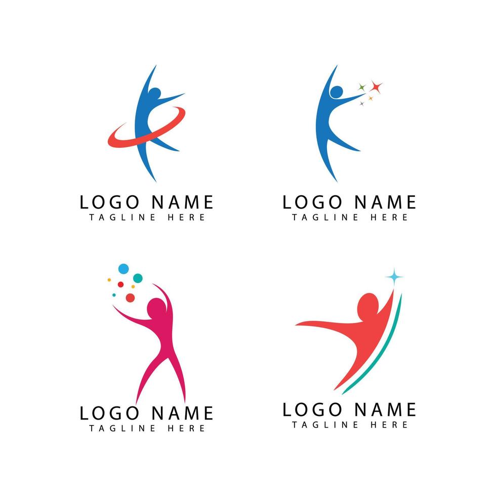 people care success health life logo template icons vector