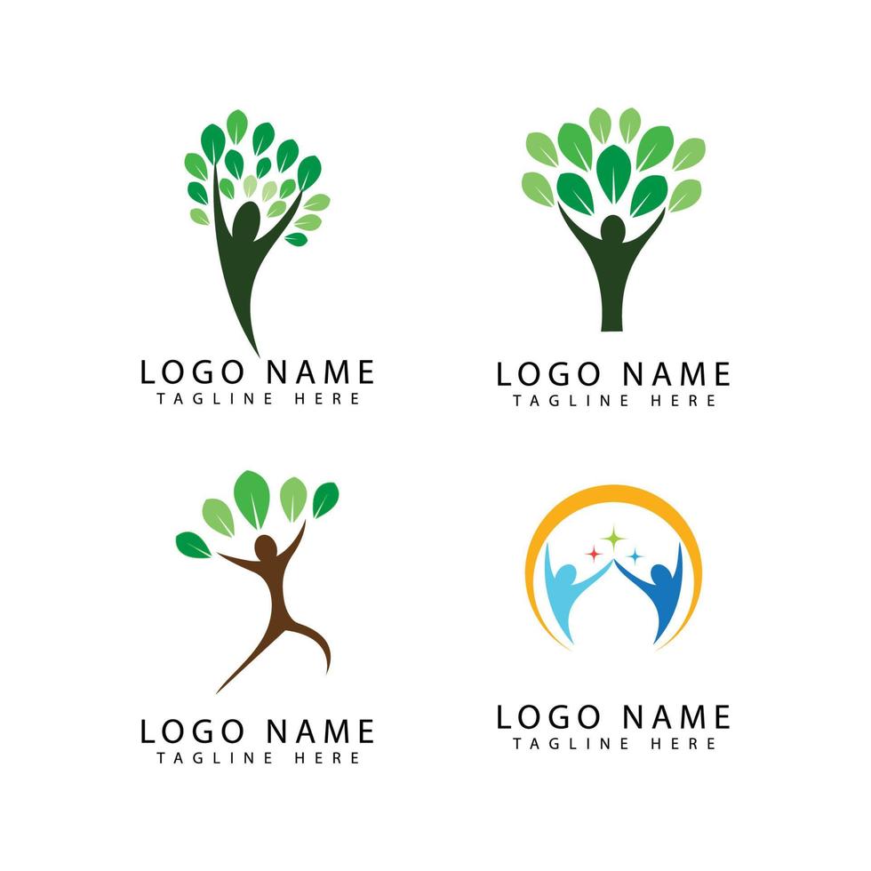 cuidado de la gente iconos de plantilla de logotipo de vida de salud de éxito vector