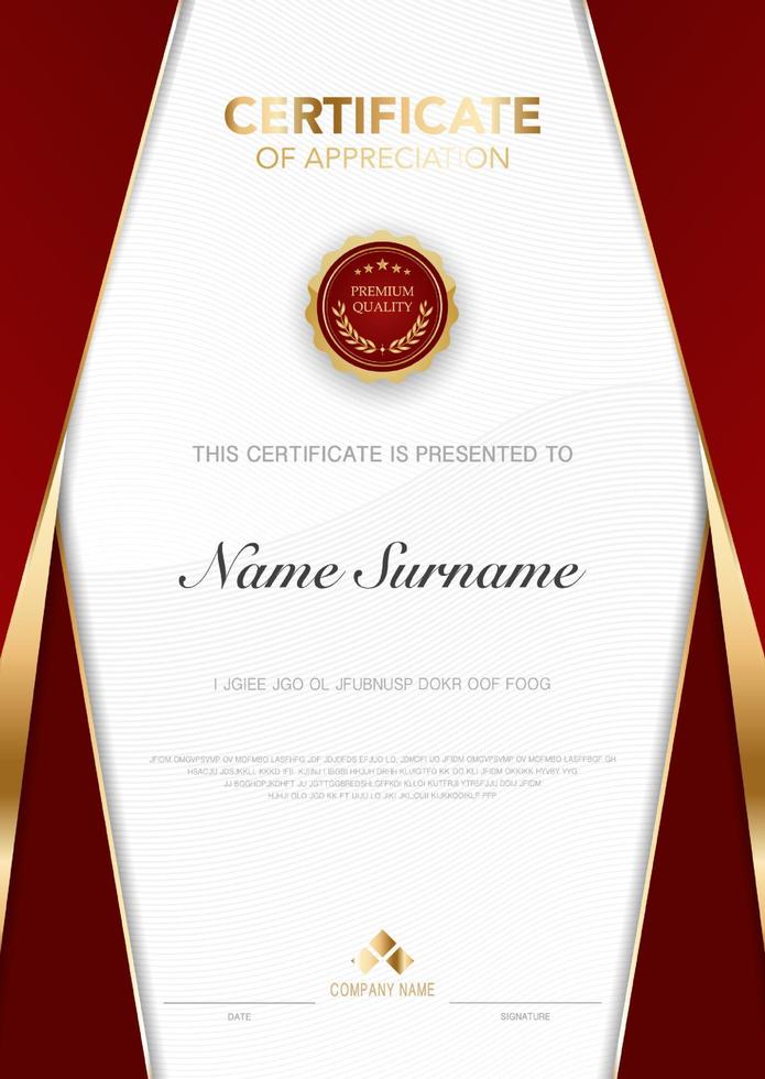 diploma certificate template blue and gold color with luxury and modern style vector image, suitable for appreciation.  Vector illustration EPS10.