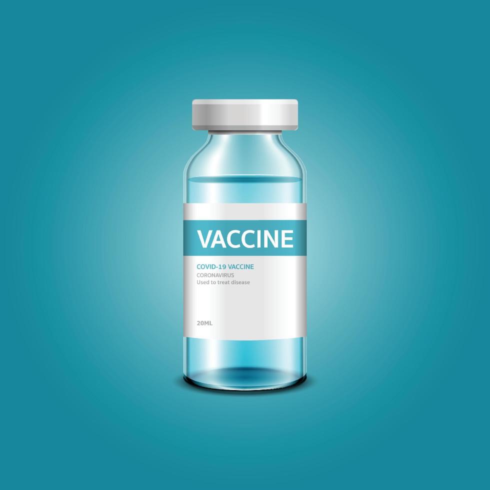 Coronavirus vaccine Covid-19 vector background. Vaccine vial for covid19 immunization treatment. Isolated vector illustration