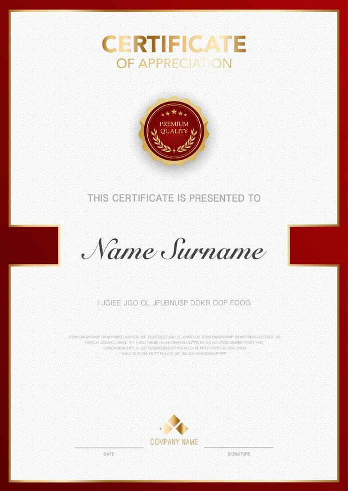 diploma certificate template blue and gold color with luxury and modern style vector image, suitable for appreciation.  Vector illustration EPS10.