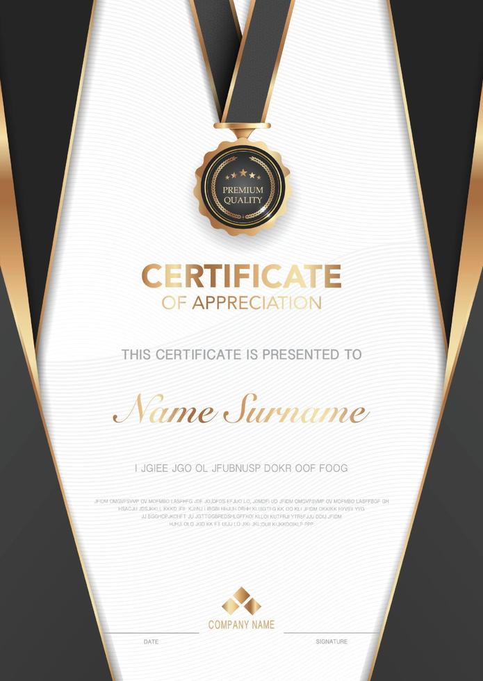 diploma certificate template black and gold color with luxury and modern style vector image.