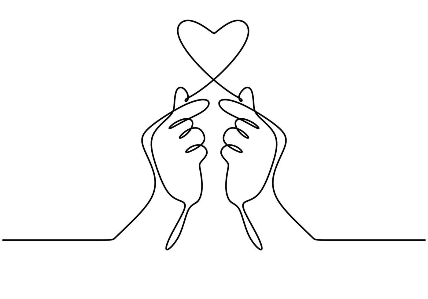 Continuous one line drawing of korean fingers hand symbol of love. vector