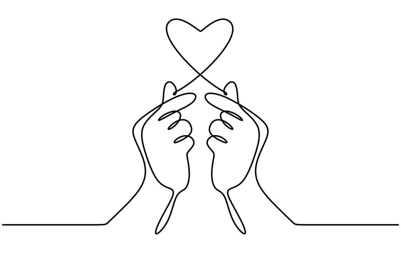 dibujo continuo de una línea de dedos coreanos símbolo de la mano del amor. vector