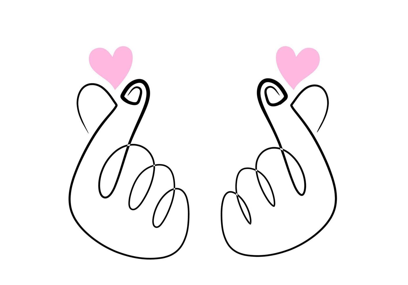 One line drawing of finger heart. Korean heart sign. Love you gesture vector
