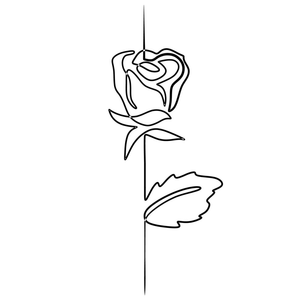 One line rose design. Hand drawn minimalism style vector illustration.