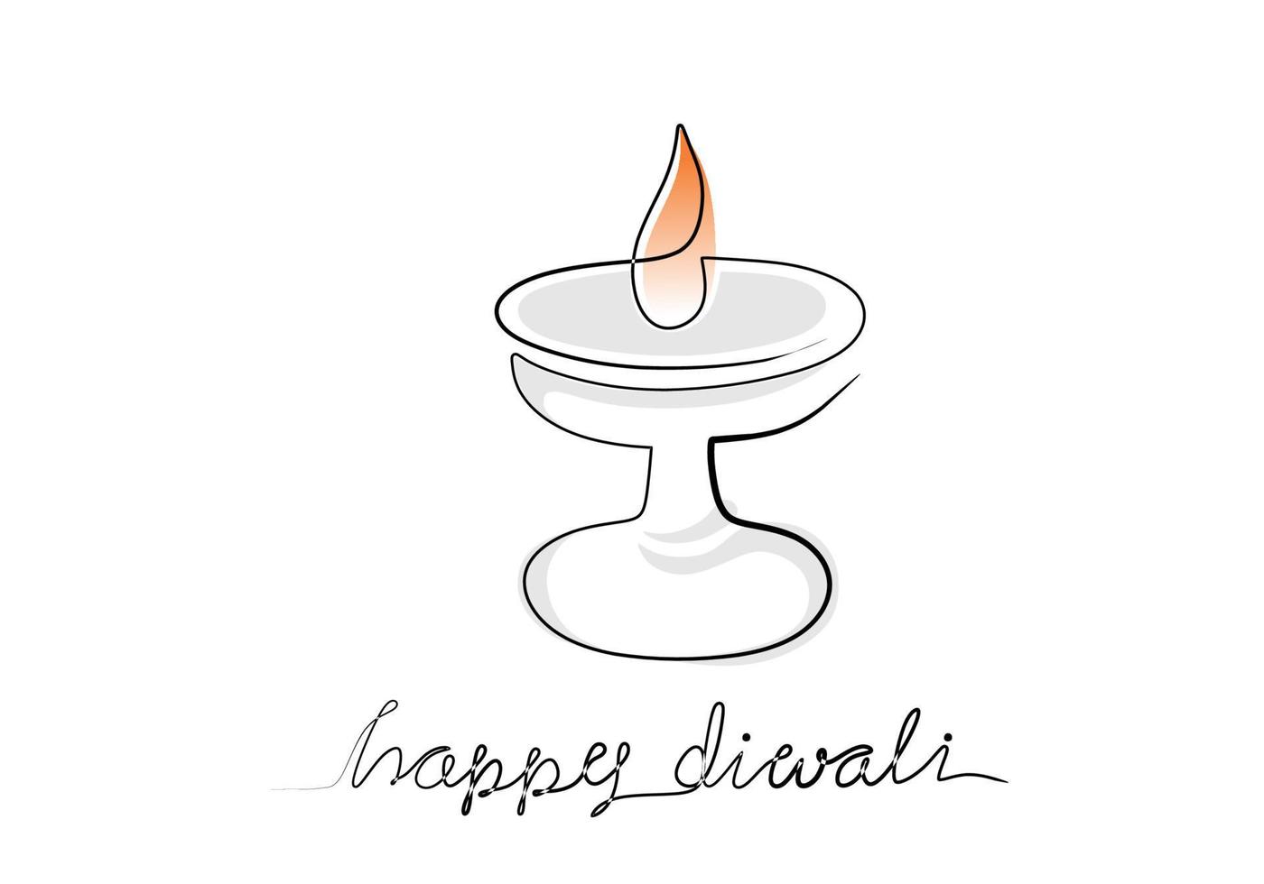 Burning fire candle in continuous one line drawing vector