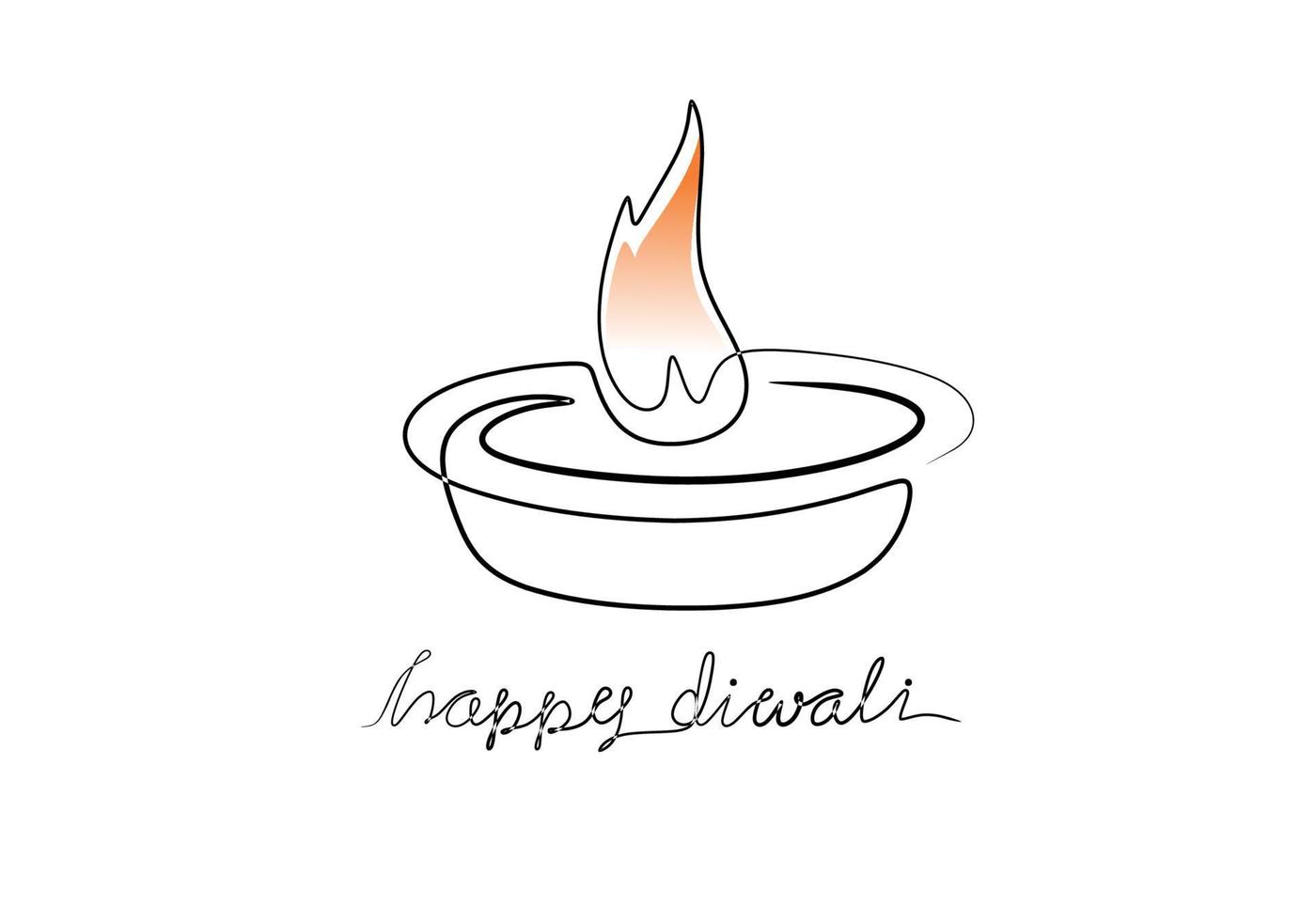 Burning fire candle in continuous one line drawing vector