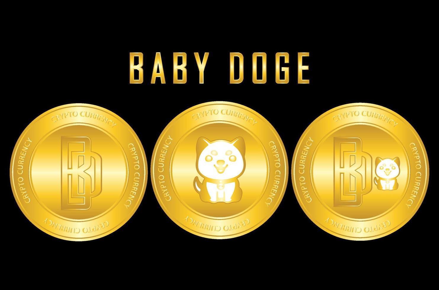 Baby Doge crypto currency icon set logo con texto y mascota vector