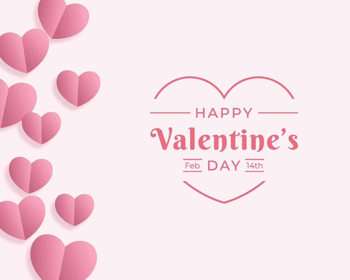 Paper Cut Background for Valentine's Day. Flying Heart Shapes on pink background vector