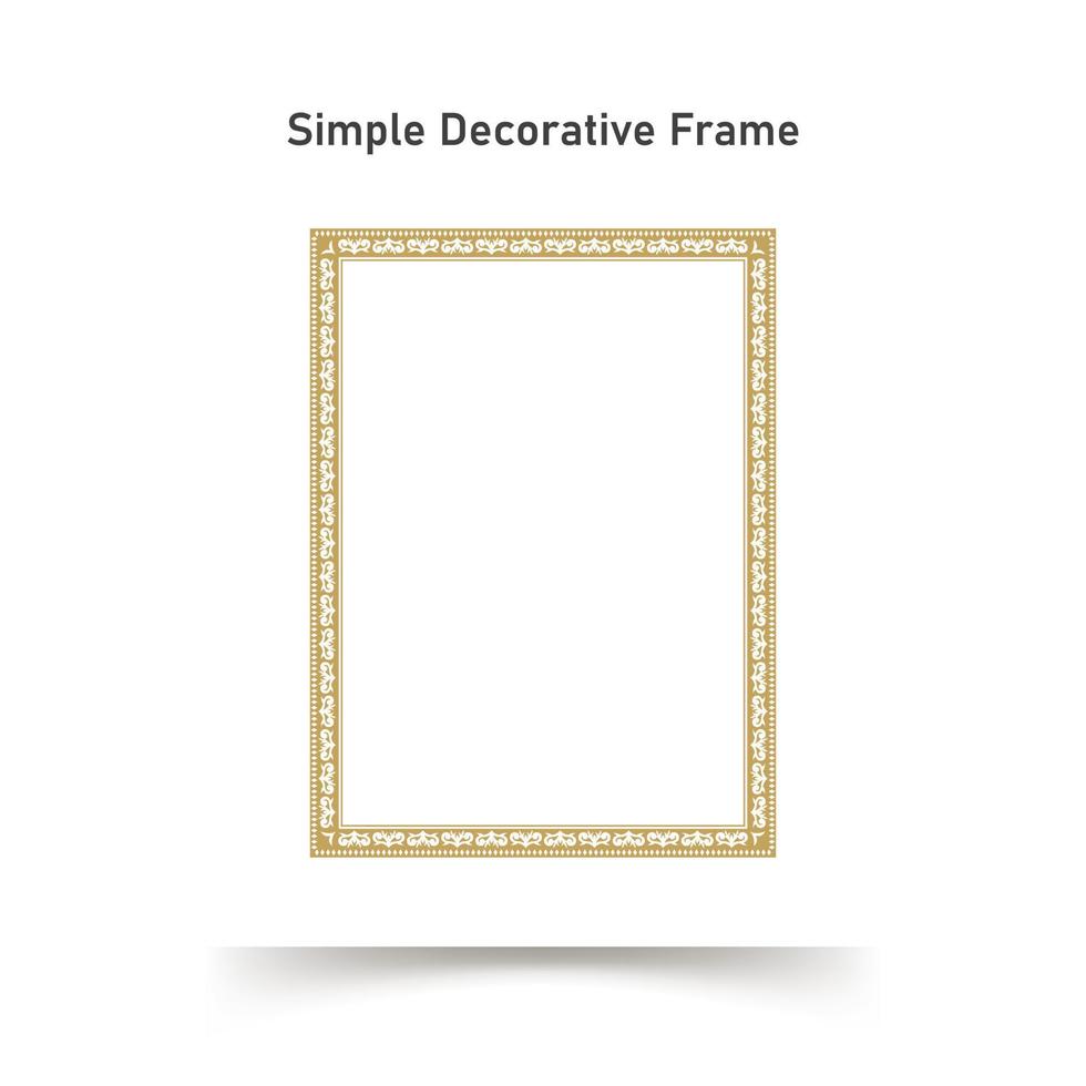 Decorative Ornament Square Frame. Simple Gold Line border for Photo, Certificate Design vector