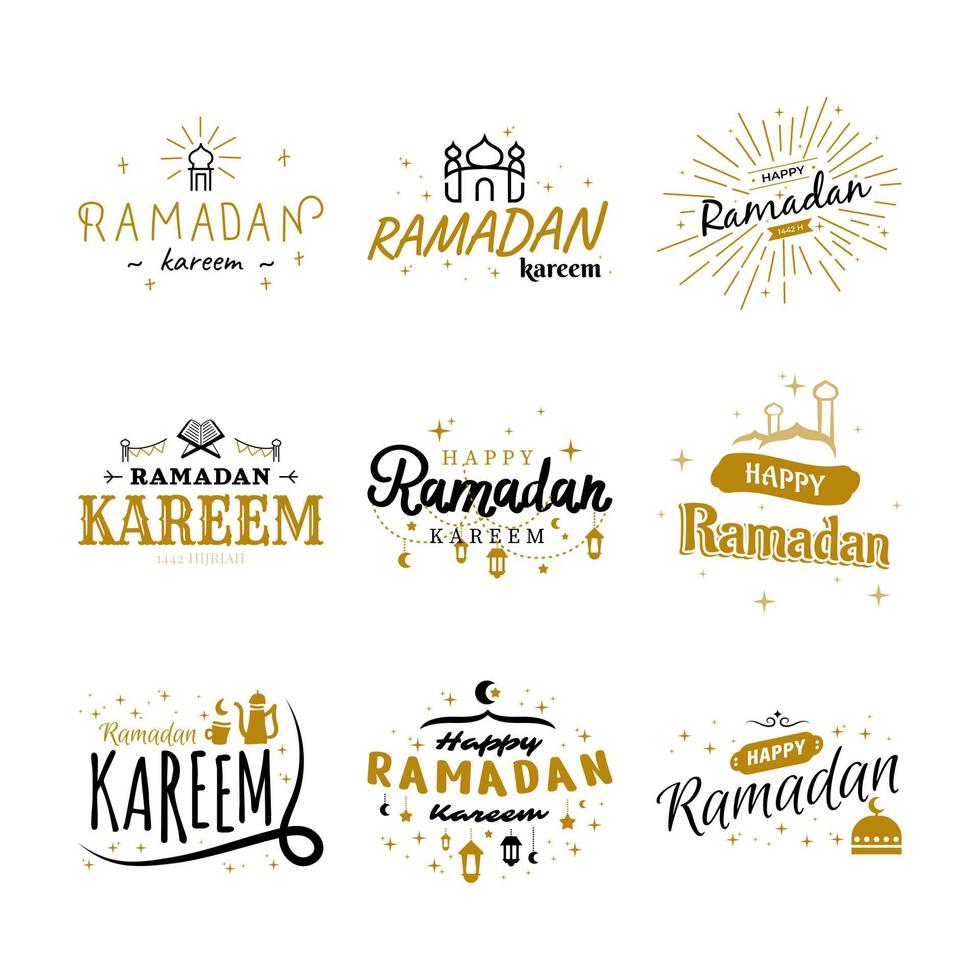 Ramadan Kareem Vector Template Collection. Happy Eid Mubarak Typography and Eid Al Fitr Lettering 24